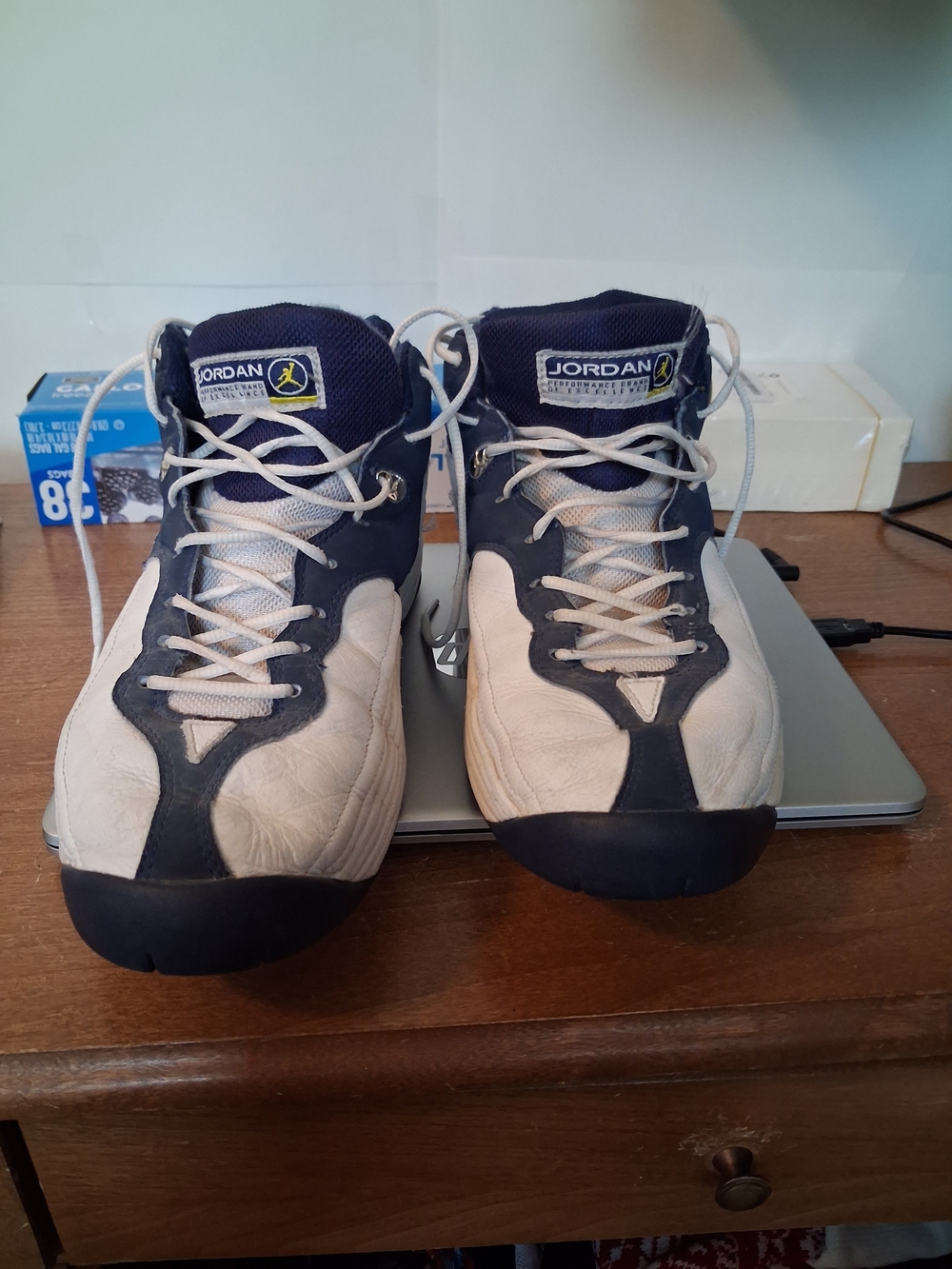 Jordan Men’s High-Top Sneakers in White and Navy